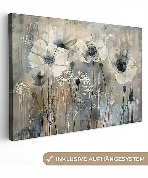 OneMillionCanvasses® Leinwandbild Blumen - Pflanzen - Grau - Abstrakt, Foto günstig online kaufen