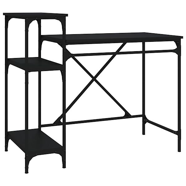 vidaXL Schreibtisch mit Regal Schwarz 105x50x90cm Holzwerkstoff Eisen 82671 günstig online kaufen