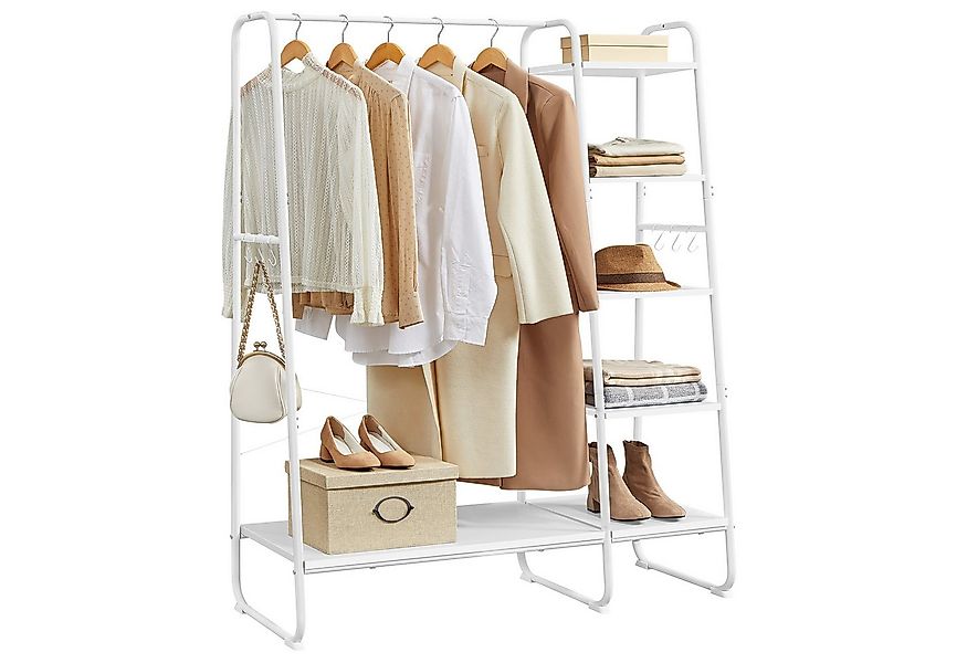 VASAGLE Kleiderständer, mit Kleiderstange, Schuhablage, 6 abnehmbare Haken günstig online kaufen