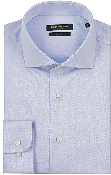 Steppin' Out Hemd Slim-Fit Herringbone Hellblau - Größe XXL günstig online kaufen