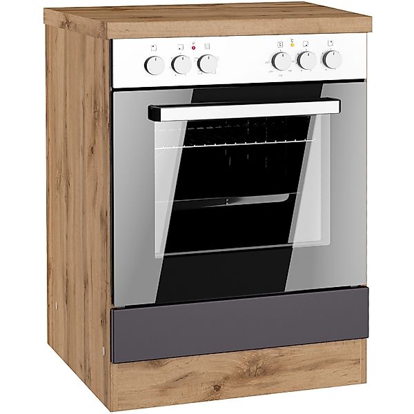 Held Möbel Küchen-Herdumbauschrank Turin 60 cm Graphit/Wotaneiche günstig online kaufen