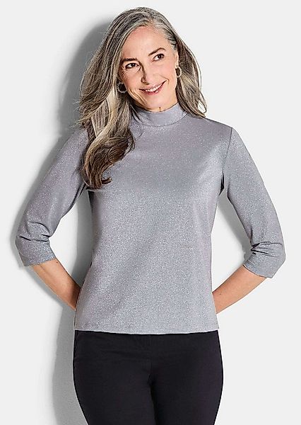 GOLDNER Langarmshirt Glitzer-Viskose-Oberteil mit Halbarm Viskose-Jersey mi günstig online kaufen