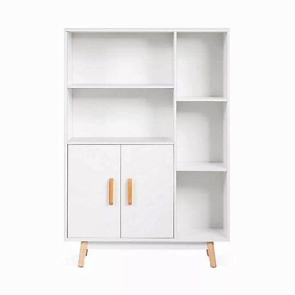 KOMFOTTEU Seitenschrank Bücherregal mit Doppeltüren & 3 Einlegeböden,80x24x günstig online kaufen