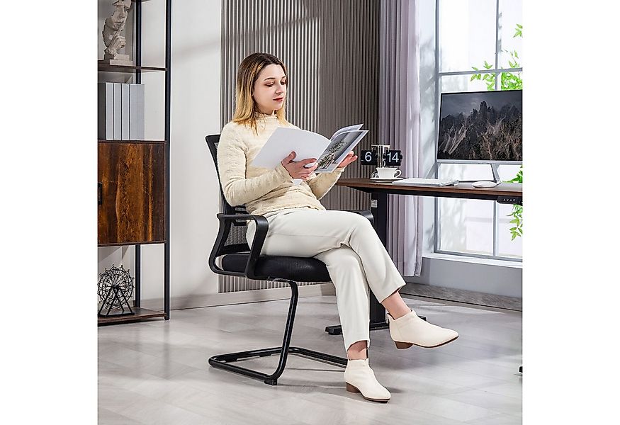 HOMCOM Besucherstuhl Kufenbasis, Schwingstuhl mit Armlehne (Konferenzstuhl, günstig online kaufen