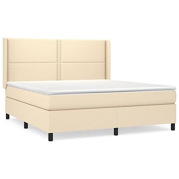 vidaXL Boxspringbett, Boxbett mit Matratze Creme 180x200 cm Stoff günstig online kaufen