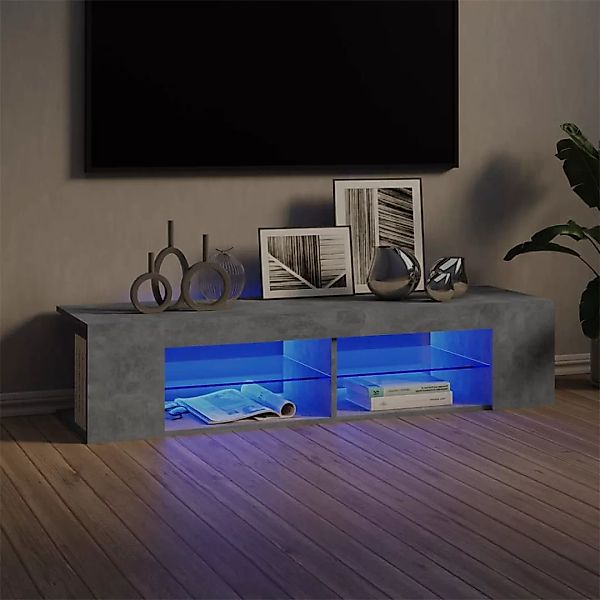 Tv-schrank Mit Led-leuchten Betongrau 135x39x30 Cm günstig online kaufen
