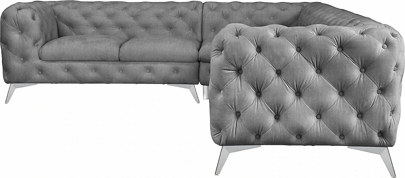 Leonique Chesterfield-Sofa "Ecksofa GLYNIS L-Form mit Wellenunterfederung, günstig online kaufen