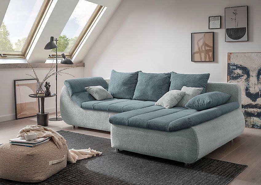 INOSIGN Ecksofa "Imola elegant und bequem, aktuelle Steppung im Sitz, L-For günstig online kaufen