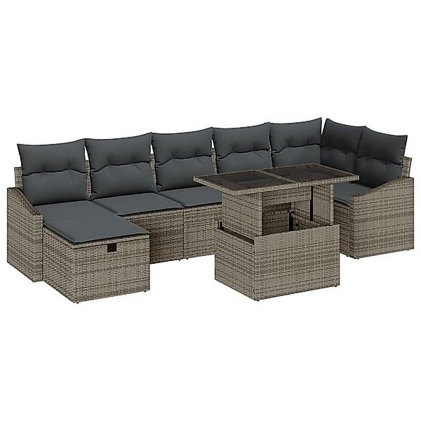 vidaXL Loungesofa 8-teiliges Garten Sofa Set mit Kissen Grau Poly Rattan, 8 günstig online kaufen