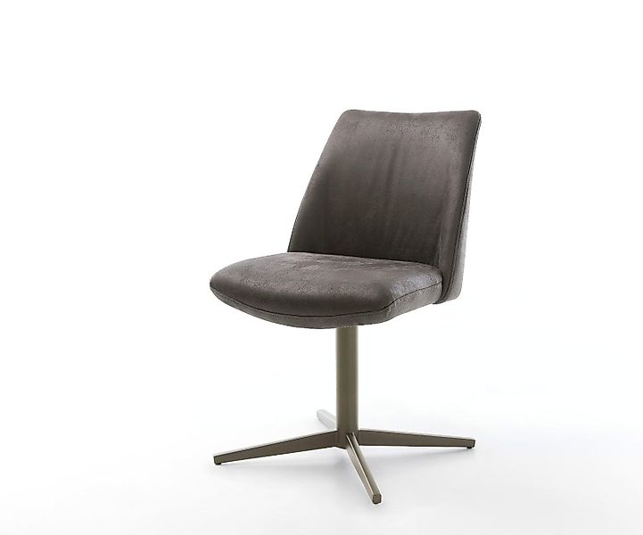 DELIFE Polsterstuhl Elso-Flex, Fußkreuz Effektfinish Titan Bouclé Silbergra günstig online kaufen