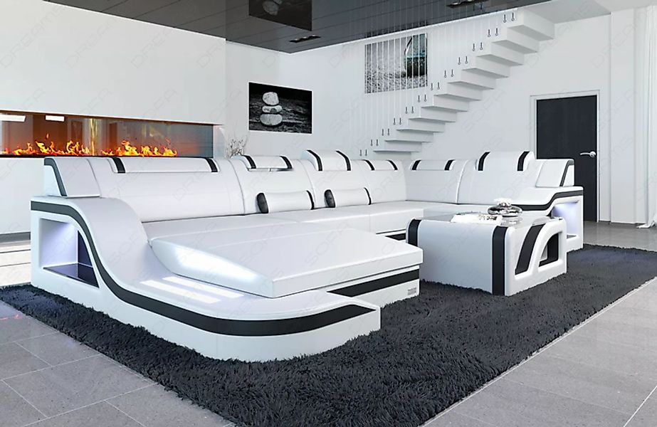 Sofa Dreams Wohnlandschaft Ledersofa Palermo U Form Mini, Designersofa Couc günstig online kaufen