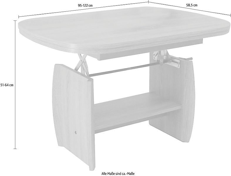 Stolkom Couchtisch "Kirk", höhenverstellbar, Tisch mit Auszug günstig online kaufen