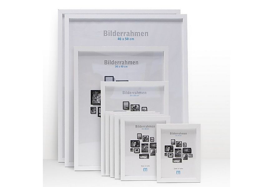 M MERCEO Bilderrahmen, 8-tlg. Bilderrahmen-Set Weiß (13x18cm bis 40x50cm) günstig online kaufen