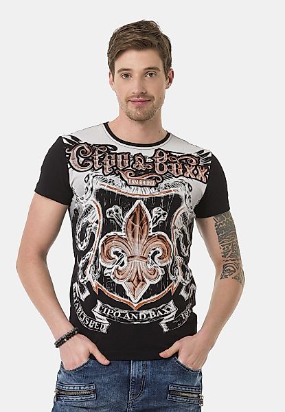 Cipo & Baxx T-Shirt "T-Shirt", mit rockigen Wappen- und Flügelprints günstig online kaufen