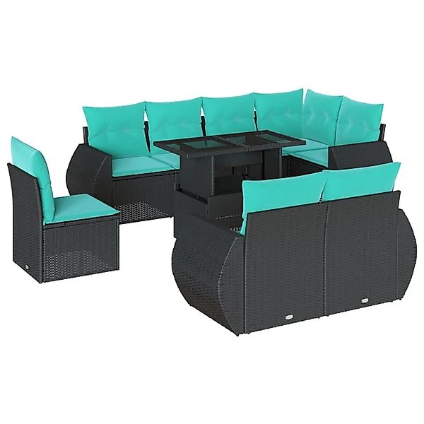 vidaXL 9-Tlg Gartensofa-Set mit Kissen Schwarz Polyrattan 3268667 günstig online kaufen