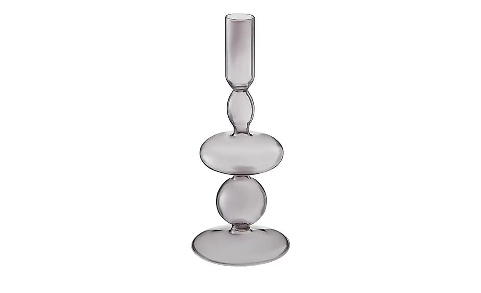 HOME STORY Kerzenhalter   ¦ grau ¦ Glas ¦ Maße (cm): H: 20  Ø: 9 Accessoire günstig online kaufen