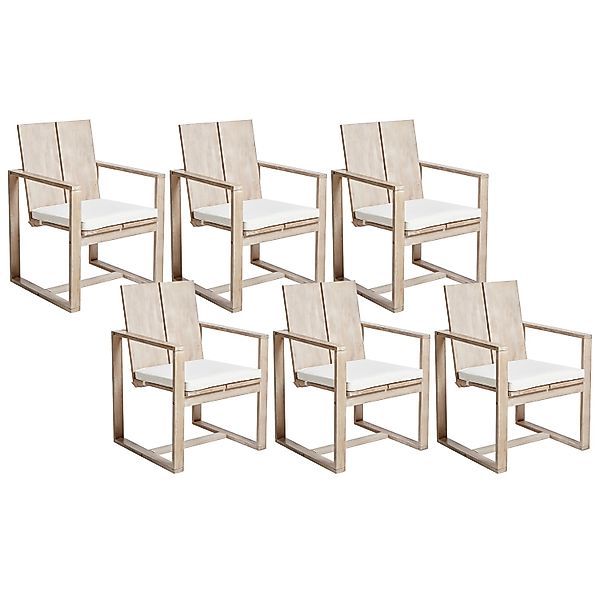 Beliani Gartenstuhl Heller Holzfarbton Weiss 61x63x90 günstig online kaufen