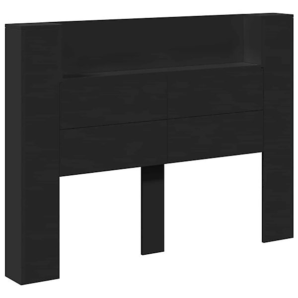 vidaXL Kopfteil mit Regal Schwarz 140 x 16,5 x 103,5 cm Holzwerkstoff 34186 günstig online kaufen
