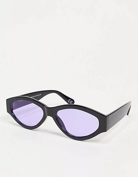 ASOS DESIGN – Ovale Sonnenbrille mit markantem Gestell und lila getönten Gl günstig online kaufen