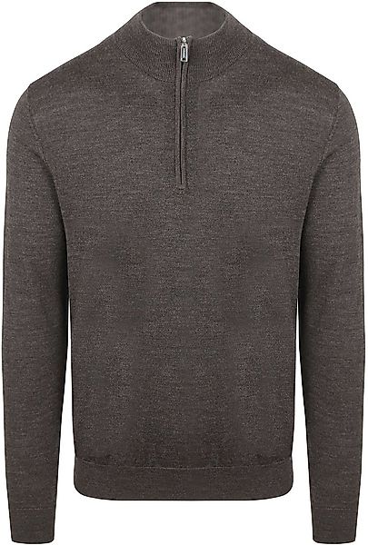 Profuomo Half Zip Pullover Merinowolle Dunkelbraun - Größe M günstig online kaufen
