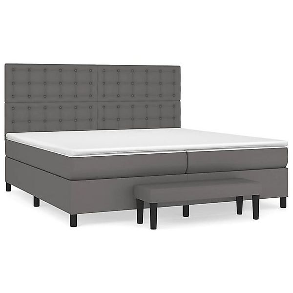 vidaXL Boxspringbett, Boxspringbett mit Matratze Grau 200x200 cm Kunstleder günstig online kaufen