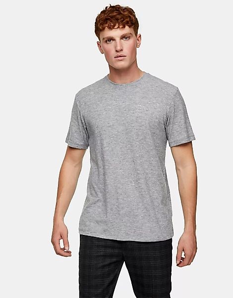 Topman – Geripptes T-Shirt in Grau günstig online kaufen