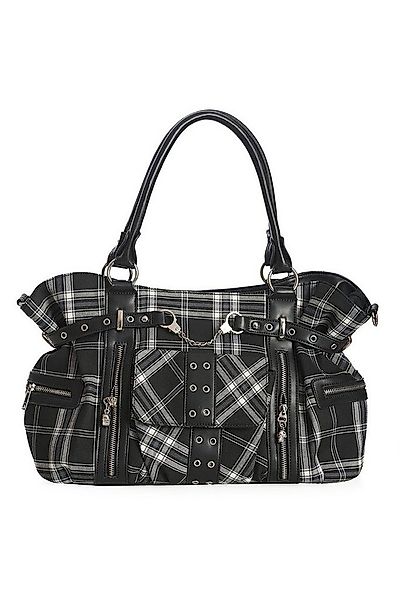 Banned Schultertasche Rise Up Schwarz Weiss, Tartan Schultertasche günstig online kaufen