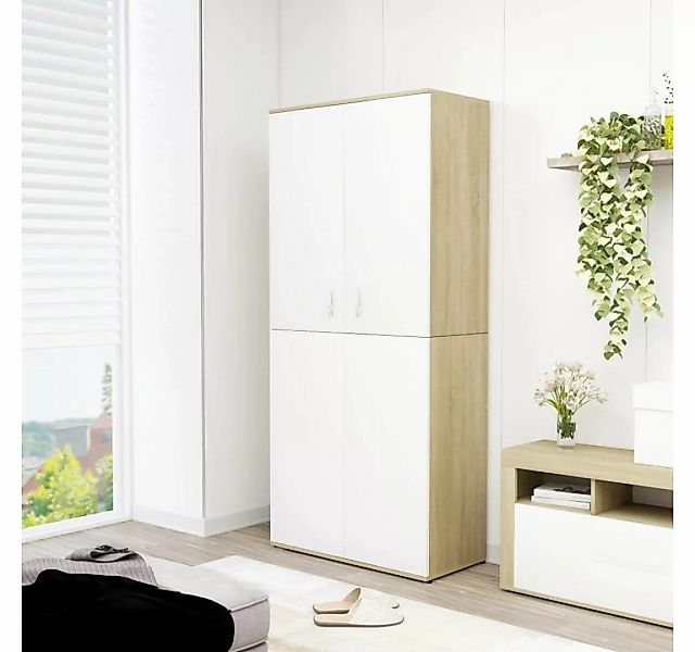furnicato Schuhschrank Weiß & Sonoma-Eiche 80x39x178 cm Holzwerkstoff günstig online kaufen
