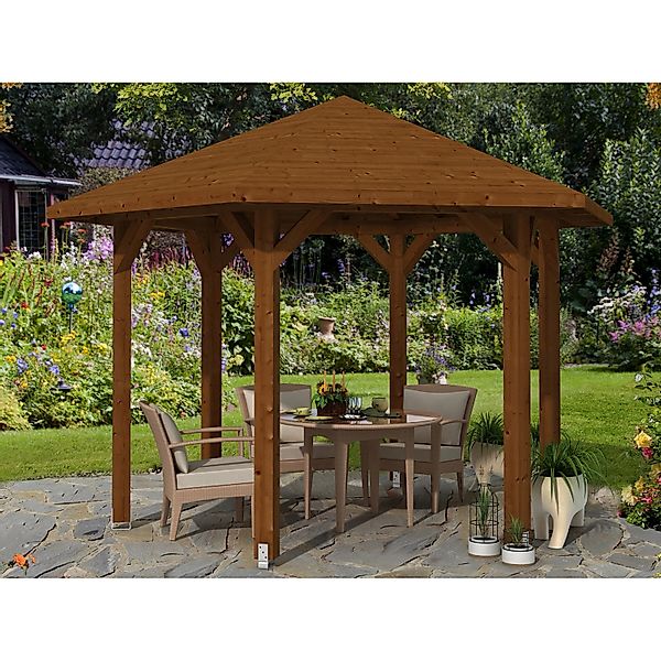 Skan Holz Pavillon Nancy 2 Leimholz 420 cm x 364 cm Eiche hell günstig online kaufen