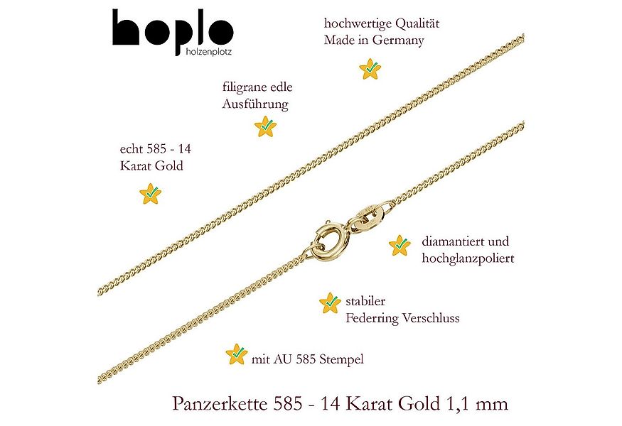HOPLO Panzerkette Goldkette Panzerkette Länge 36cm - Breite 1,1mm - 585-14 günstig online kaufen