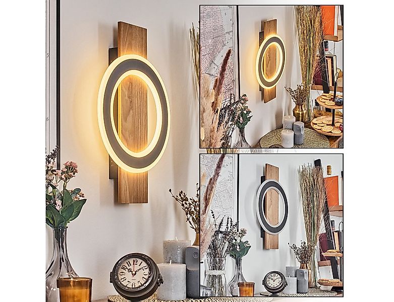 hofstein Wandleuchte Wandlampe aus Metall/Kunststoff in Holzoptik/Schwarz/W günstig online kaufen