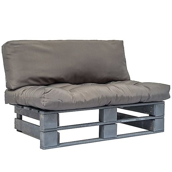 vidaXL Loungesofa Outdoor-Sofa Paletten mit Kissen in Grau Kiefernholz, 1 T günstig online kaufen