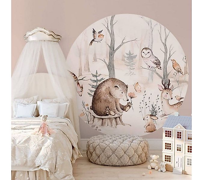 K&L Wall Art Fototapete Fototapete Kvilis Waldtiere Kinderzimmer Bär Reh Eu günstig online kaufen