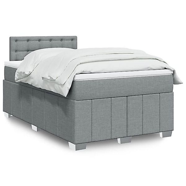 vidaXL Boxspringbett, Boxspringbett mit Matratze Hellgrau 120x190 cm Stoff günstig online kaufen