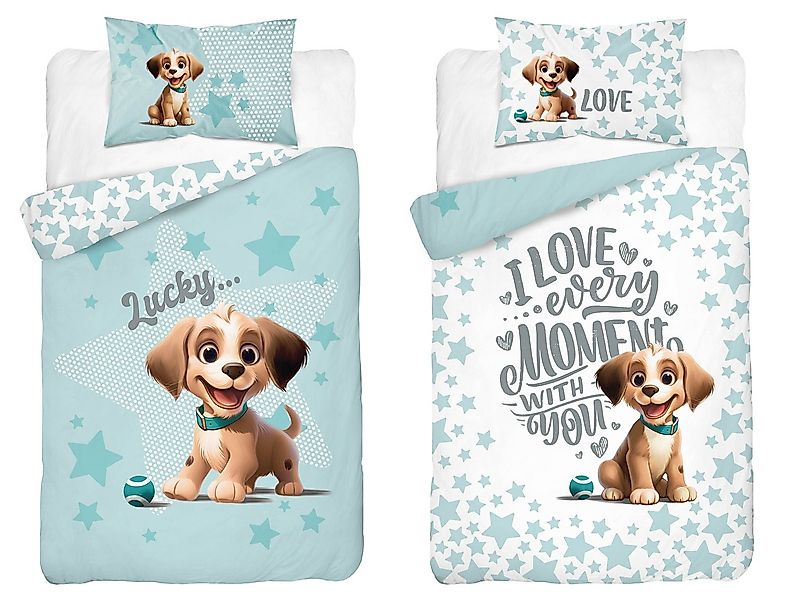 Häßler Homefashion Babybettwäsche Set süßer Hund 2tlg. 50% Vsikose/50% Baum günstig online kaufen