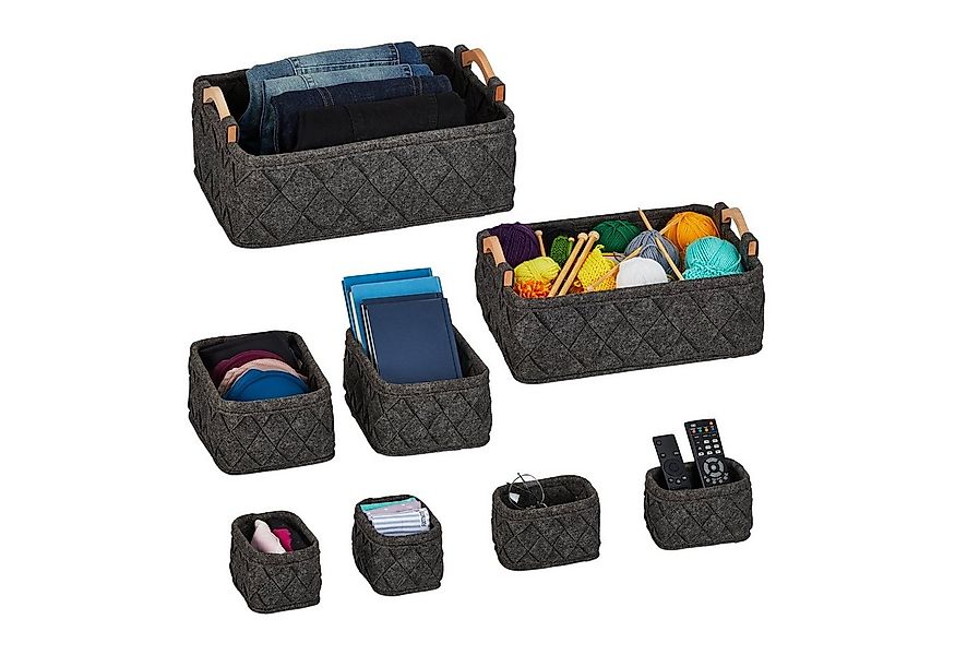 relaxdays Aufbewahrungskorb 8-teiliger Schrank-Organizer, Dunkelgrau günstig online kaufen