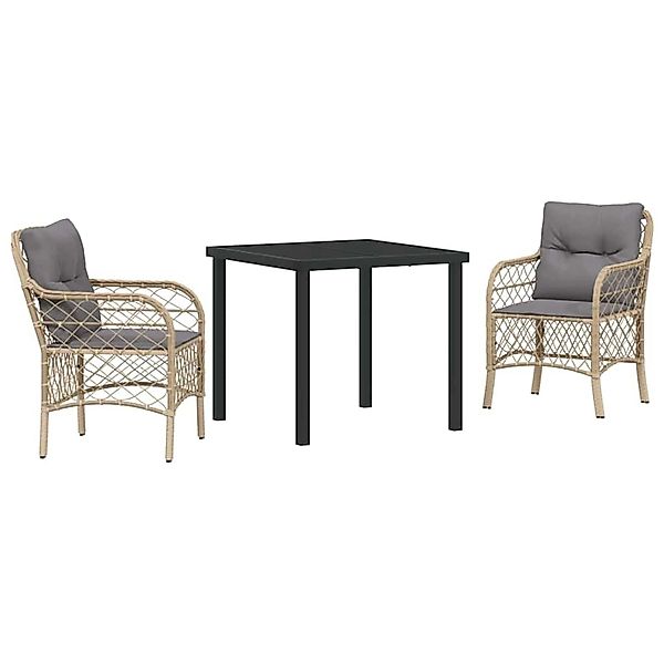 vidaXL Garten Essgruppe mit Kissen 3-Tlg Beige Poly Rattan 3380232 günstig online kaufen
