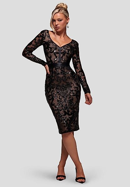 Goddiva Midikleid Sequin & Mesh Midi Dress Knielang, Pailletten, transparen günstig online kaufen