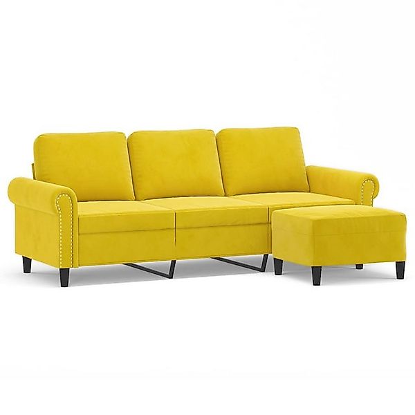 vidaXL Sofa, 3-Sitzer-Sofa mit Hocker Gelb 180 cm Samt günstig online kaufen