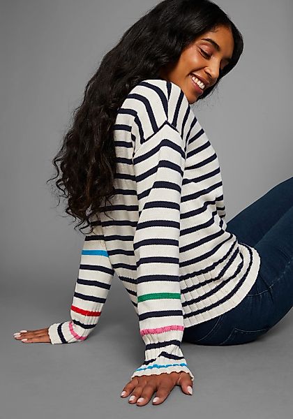 DELMAO Strickpullover mit bunten Akzentstreifen günstig online kaufen