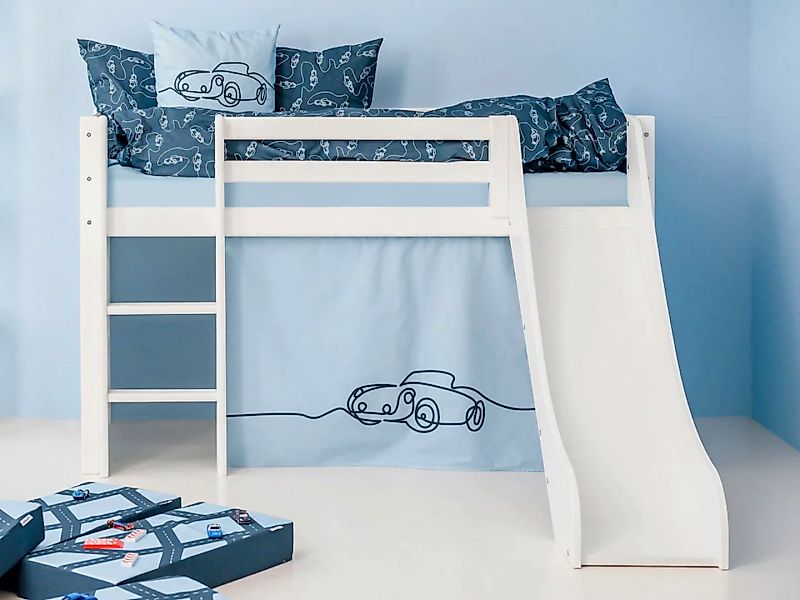 Hoppekids Hochbett ""Cars"", Rutsche & Vorhang Blau und viel Auswahl günstig online kaufen