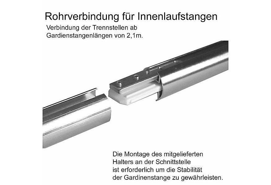 BASIT Gardinenstange Innenlauf Edelstahloptik 20mm mit Deckenträgern 120 cm günstig online kaufen