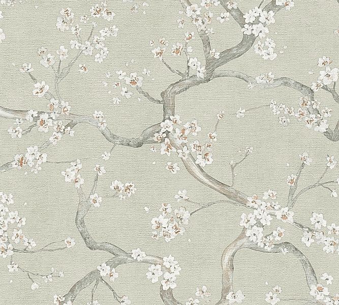 living walls Vliestapete Satintapete, Floral, grün günstig online kaufen