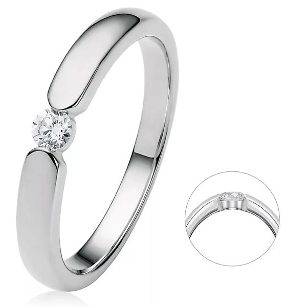 ONE ELEMENT Diamantring "0.13 ct Diamant Brillant Spannfassung Ring aus 950 günstig online kaufen