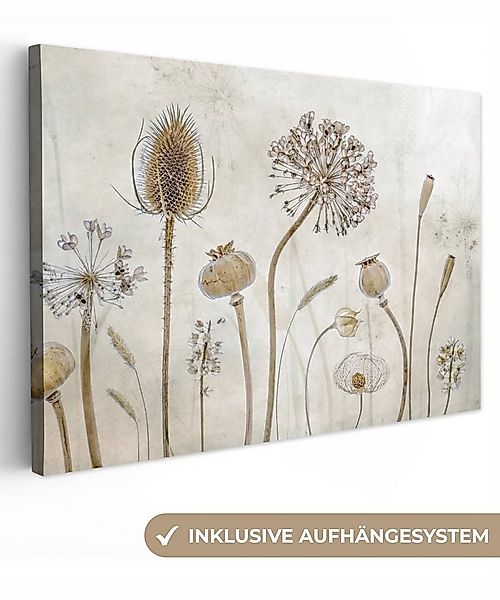 OneMillionCanvasses® Leinwandbild Blumen - Aquarell - Stilleben - Braun - V günstig online kaufen