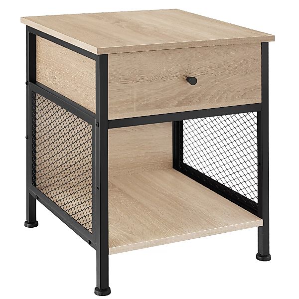 Nachttisch Killarney 45x46x55,5cm - Industrial Holz hell, Eiche Sonoma günstig online kaufen