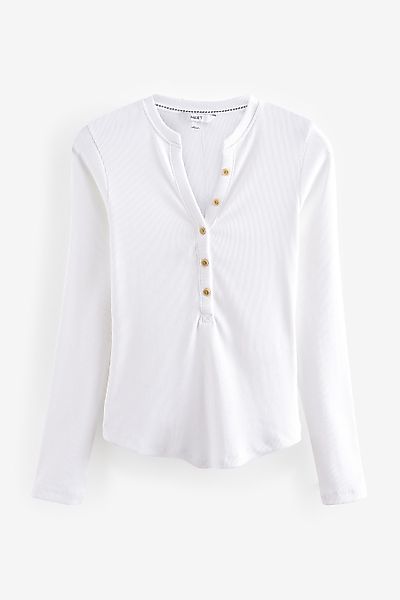 Next Langarmshirt Langärmeliges Henley-Oberteil mit Zierknopf günstig online kaufen
