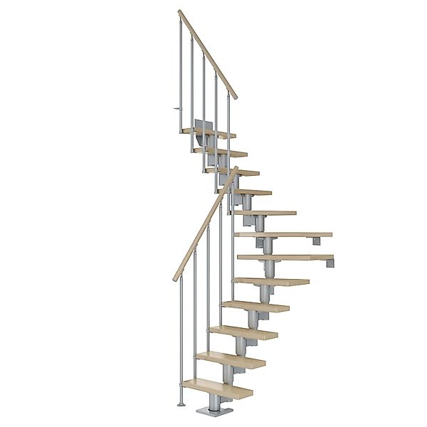 Dolle Mittelholmtreppe Dublin Ahorn Perlgrau GH bis 315 cm 1/4 Gewendelt 75 günstig online kaufen