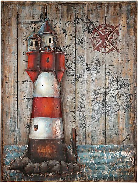 GILDE GALLERY Metallbild »Kunstobjekt Leuchtturm«, Leuchtturm, (1 St.) günstig online kaufen