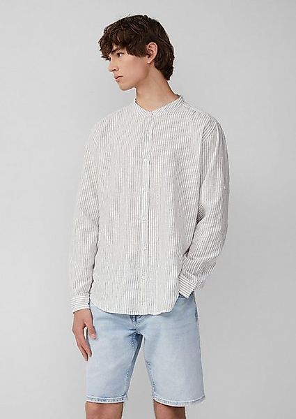 QS Langarmhemd Regular Fit: Gestreiftes Leinnemix-Hemd mit Krempelärmeln günstig online kaufen